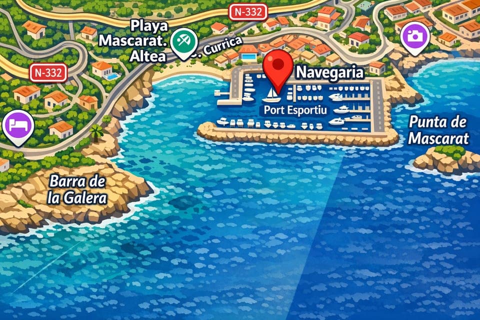 Kartforhåndsvisning av Navegaria ved Marina Greenwich, Campomanes, Altea